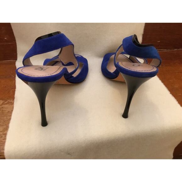 DKNY cobalt blue suede slingback stiletto high heel peep toe Sandals - Picture 7 of 7